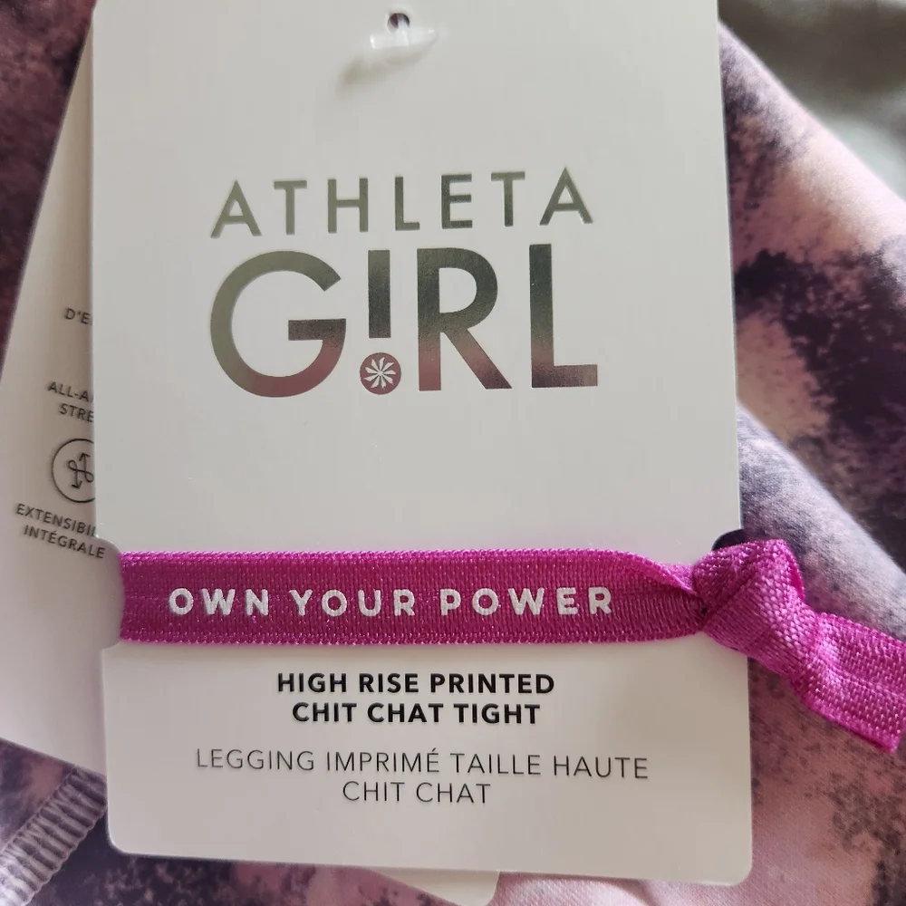 NWT Athleta Girl High Rise Printed Chit Chat Tights Leggings